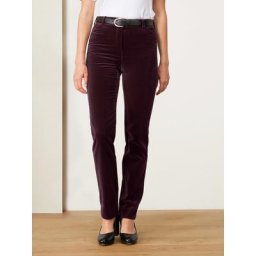 Walbusch Damen Exquisit Samt Stretchhose einfarbig Barolo