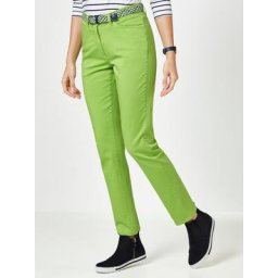 Walbusch Damen Five Pocket Hose Flechtgürtel einfarbig Dschungelgrün