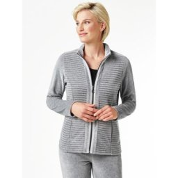 Walbusch Damen Nicki Homewear Jacke einfarbig Grau