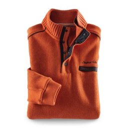 Walbusch Herren Pulli Thermo Orange einfarbig Reißverschluss wärmend