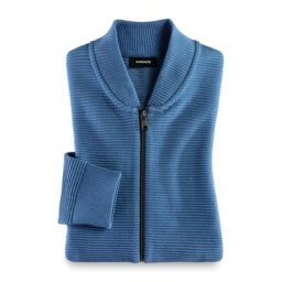 Walbusch Herren Zip Jacke Ottoman einfarbig Mittelblau