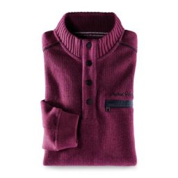 Walbusch Herren Pulli Thermo Lila einfarbig Reißverschluss wärmend