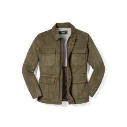 Walbusch Herren Veloursleder Jacke einfarbig Khaki