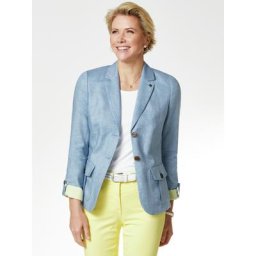 Walbusch Damen Leinenblazer Leicht & Luftig einfarbig Mid Blue
