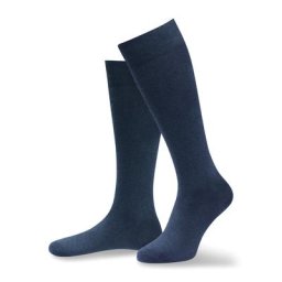 Walbusch Herren Aktiv-Strumpf Pima-Cotton Blau einfarbig mit Stützkraft