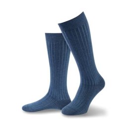 Walbusch Herren Aktiv-Strumpf Pima-Cotton Blau einfarbig mit Stützkraft