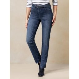 Walbusch Damen Jeans-Hose Regular Fit Blau einfarbig atmungsaktiv elastisch flexibler Bund