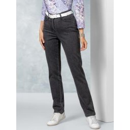 Walbusch Damen Jeans-Hose Regular Fit Grau einfarbig atmungsaktiv elastisch flexibler Bund