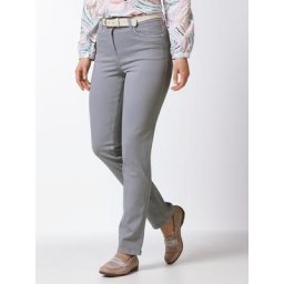 Walbusch Damen Jeanshose Regular Fit Grau einfarbig atmungsaktiv elastisch flexibler Bund