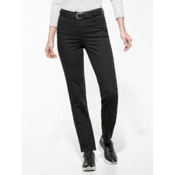 Walbusch Damen Jeans Hose Regular Fit Schwarz einfarbig atmungsaktiv elastisch flexibler Bund