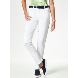 Walbusch Damen Powerstretch Jeans einfarbig Weiß