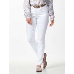 Walbusch Damen Jeans Hose Regular Fit Weiß einfarbig atmungsaktiv elastisch flexibler Bund