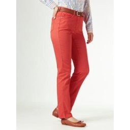 Walbusch Damen Jeans-Hose Regular Fit Rot einfarbig atmungsaktiv elastisch flexibler Bund