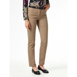 Walbusch Damen Jeanshose Regular Fit Braun einfarbig atmungsaktiv elastisch flexibler Bund