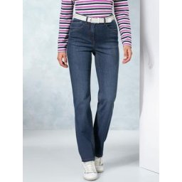 Walbusch Damen Jeanshose Thermo Regular Fit Blau einfarbig elastisch flexibler Bund wärmend