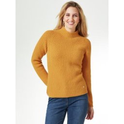 Walbusch Damen Cashmino Pullover Nahtlos einfarbig Safran