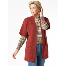 Walbusch Damen Strick-Weste Orange einfarbig