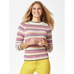 Walbusch Damen Pullover Strukturtupfen gestreift Offwhite/Fuchsia