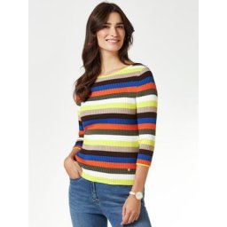 Walbusch Damen Sommer-Pullover Pima-Cotton normale Größen Beige gestreift
