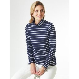 Walbusch Damen Rollkragen-Pulli Blau gestreift