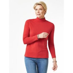 Walbusch Damen Rollkragenpullover Rot einfarbig