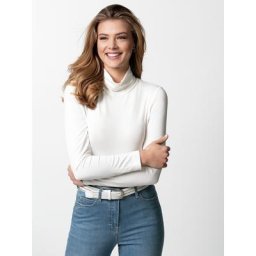Walbusch Damen Viskose Unterziehrolli einfarbig Offwhite