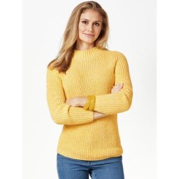 Walbusch Damen Patentpullover Nahtlos mehrfarbig Maisgelb/Weiß
