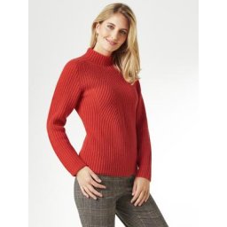 Walbusch Damen Cashmino Pullover Nahtlos einfarbig Rostorange