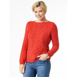 Walbusch Damen Cashmino Zopfpullover einfarbig Rostorange