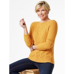 Walbusch Damen Cashmino Zopfpullover einfarbig Safran