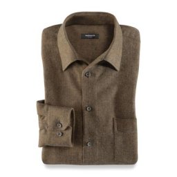 Walbusch Herren Hemd Thermoflanell Softmelange einfarbig Safran