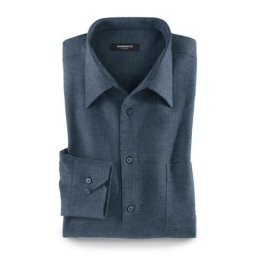 Walbusch Herren Thermoflanellhemd Comfort Fit Walbusch-Kragen Blau einfarbig wärmend