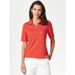 Walbusch Damen Poloshirts Orange einfarbig