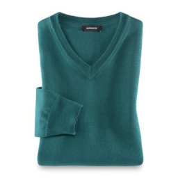 Walbusch Herren Merino Mix V Pullover einfarbig Lagune