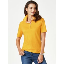 Walbusch Damen Poloshirts Gelb einfarbig
