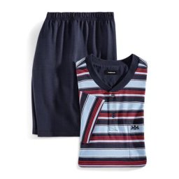 Walbusch Herren Streifen Shorty Regatta gestreift Hellblau/Marine