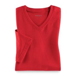 Walbusch Herren T Shirt V Ausschnitt einfarbig Rot