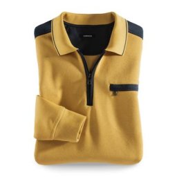 Walbusch Herren Bügelfrei-Polo Pulli Gelb einfarbig