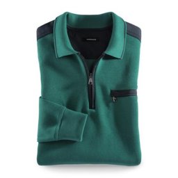 Walbusch Herren Bügelfrei-Polo-Pullover Grün einfarbig