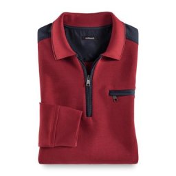 Walbusch Herren Bügelfrei Polo Pullover 2.0 einfarbig Dunkelrot