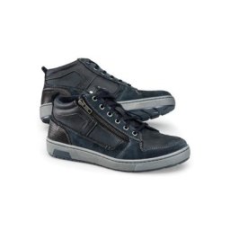 Walbusch Herren Kalbleder Schnürer High Top einfarbig Blau