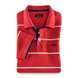 Walbusch Herren Pique Polo Strandläufer gestreift Rot gestreift