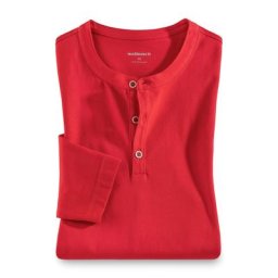 Walbusch Herren Henley Shirt einfarbig Rot