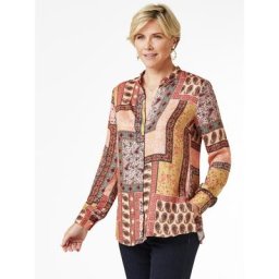 Walbusch Damen Edel Panneaux Druck Bluse gemustert Multicolor