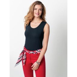 Walbusch Damen Viskose Top einfarbig Marine