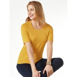 Walbusch Damen Shirts Gelb einfarbig
