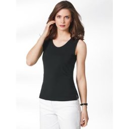 Walbusch Damen Viskose Top einfarbig Schwarz