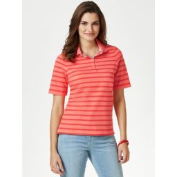 Walbusch Damen Poloshirts Orange gestreift