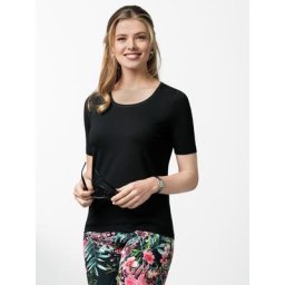 Walbusch Damen Shirts Schwarz einfarbig