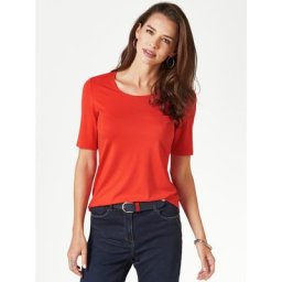 Walbusch Damen Viskose Shirt einfarbig Karminrot